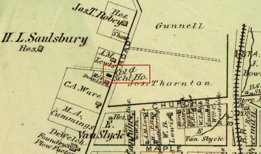 Detail of a map of the village of Vienna that was drawn by Griffith Morgan Hopkins in 1878.